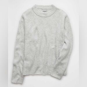 NWT American Eagle Whoa So Soft Women's Light Heather Gray Crew Neck Sweater